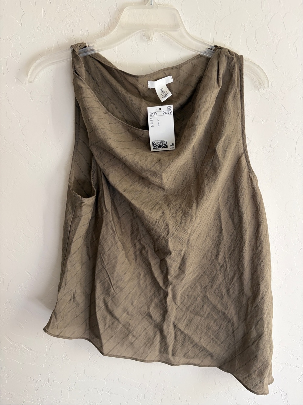 H&M Olive Taupe Cowl Neck Sleeveless Camisole